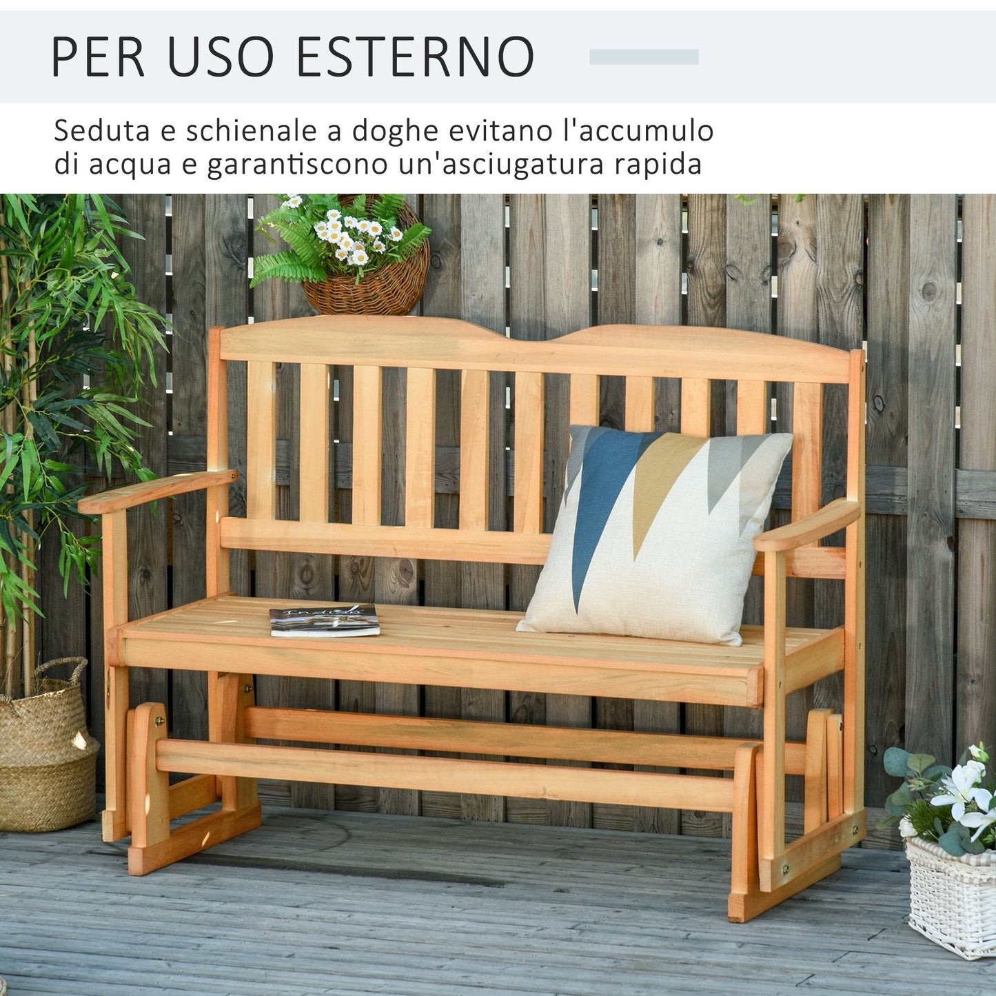 Classic Wooden 2 Seater Swinger / Rocking Bench - Borgè