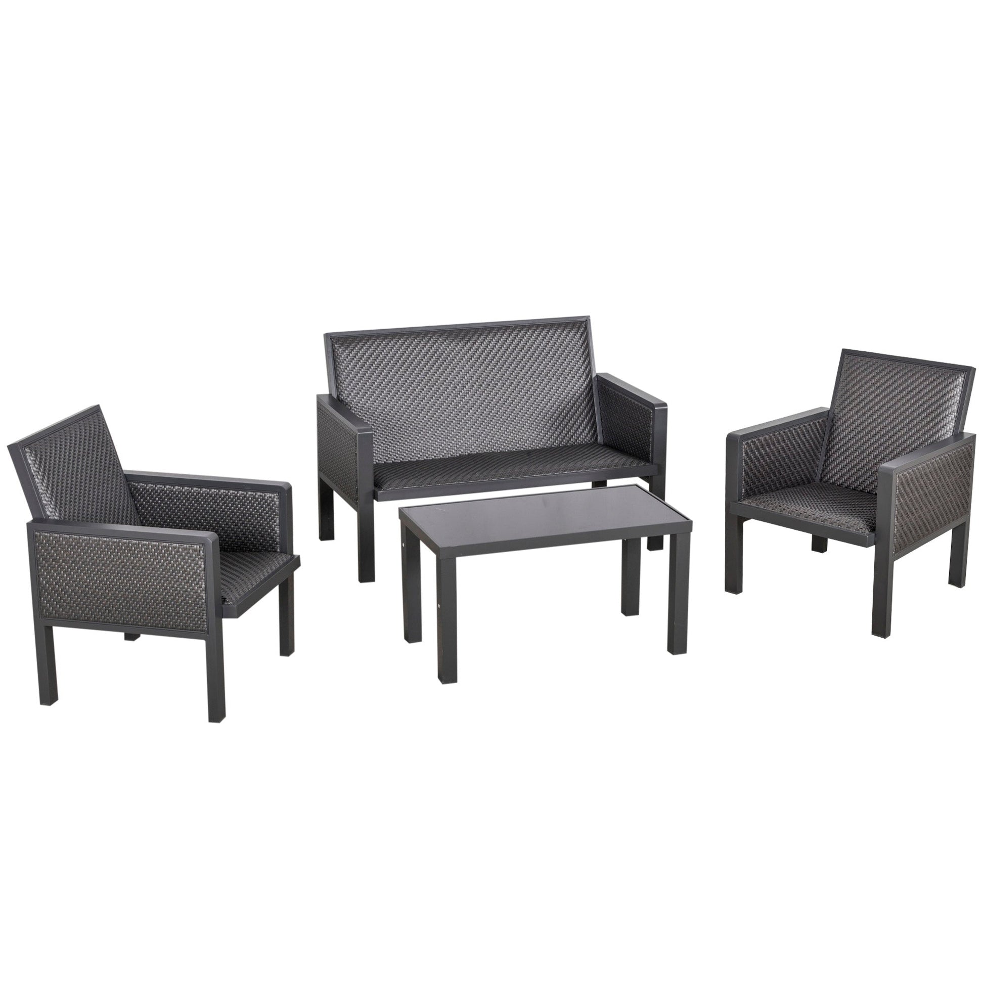 Outsunny garden living room with sofas and table in rattan for 4 pieces Grey sets - Borgè