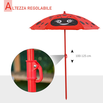 Outsunny Garden Table Set with 2 folding chairs and umbrella for children's ladybugs - Borgè