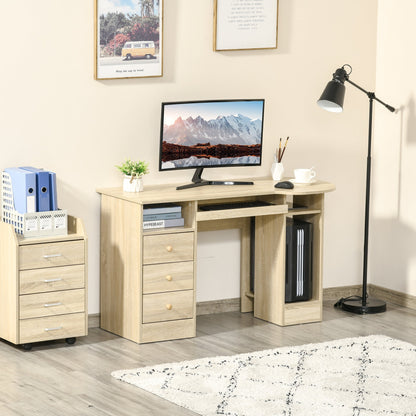 Desk from PC to Office with shelves, drawers and wooden headboard, 125x60x74cm - Borgè