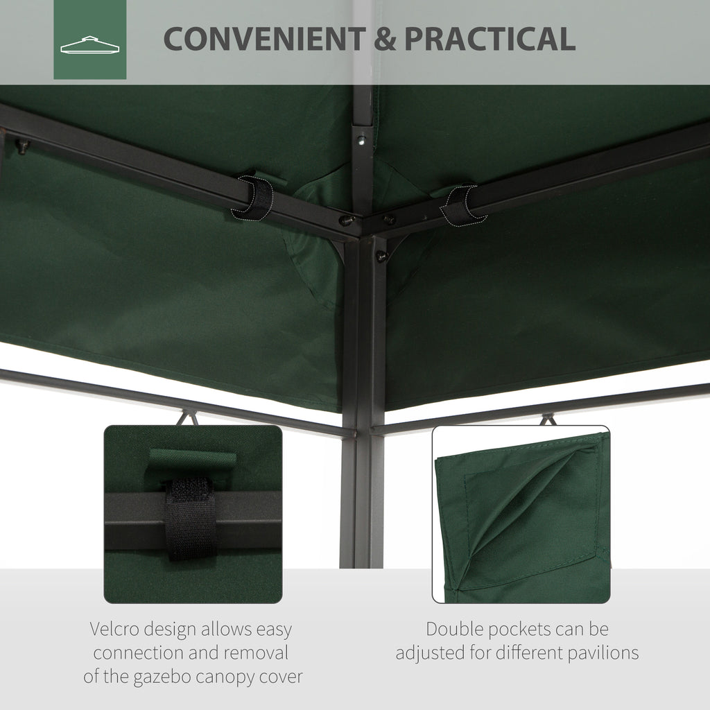Outsunny coverage for gazebo 4x3 m at 2 levels in polyester with straps and 10 drainage holes, green - Borgè