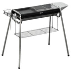 Charcoal Barbecue with Grill and Cooking Plate, Basket and Shelves, 96x61x72cm, Black - Borge' Group Limited