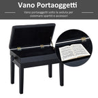 Stool Benchetta Bench Piano chair with PORTOGGGEMENT ROAD ADJUSTABLE HEIGHT, 54.5x33x48-58cm, Black - Borgè
