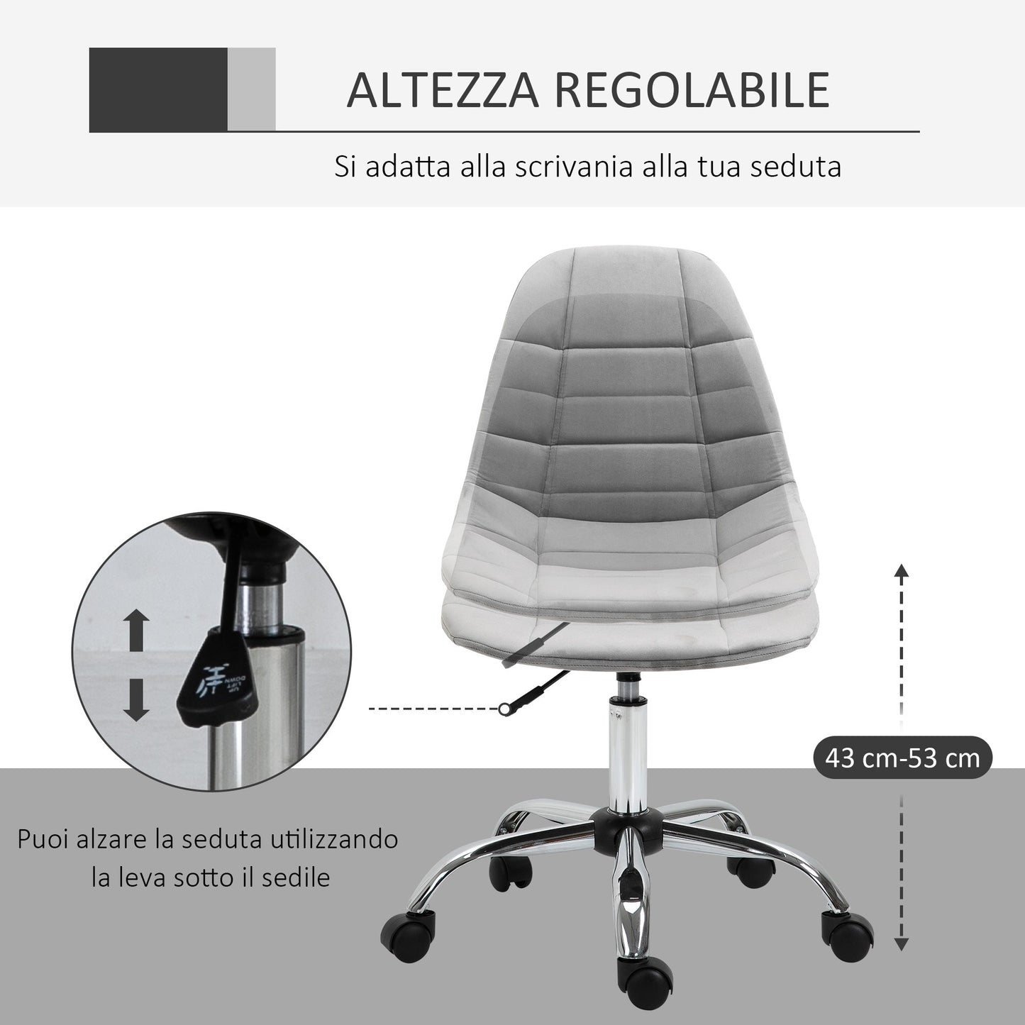 WINTERS | Grey Swivel Chair for Bedroom or Office - Ergonomic Chair - Borgè