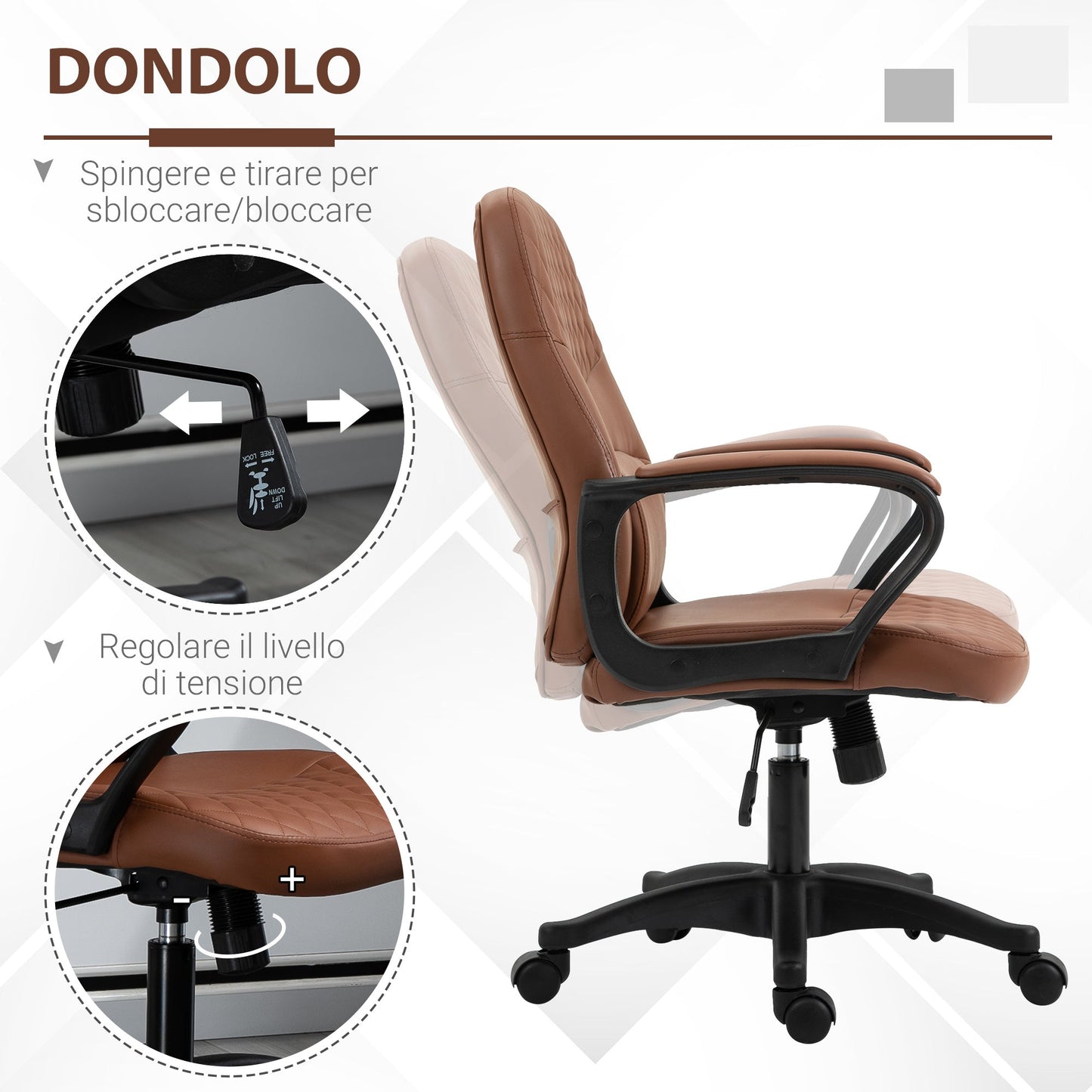 Vadgetto chair chair massacle office in brown -like with adjustable height - Borgè