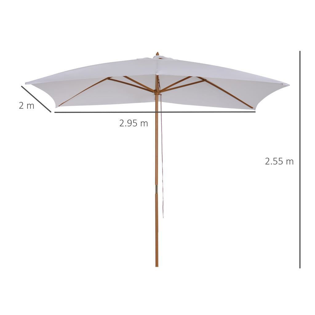 Outsunny umbrella M from garden 2x3 in lacquered wood with removable cover, white - Borgè