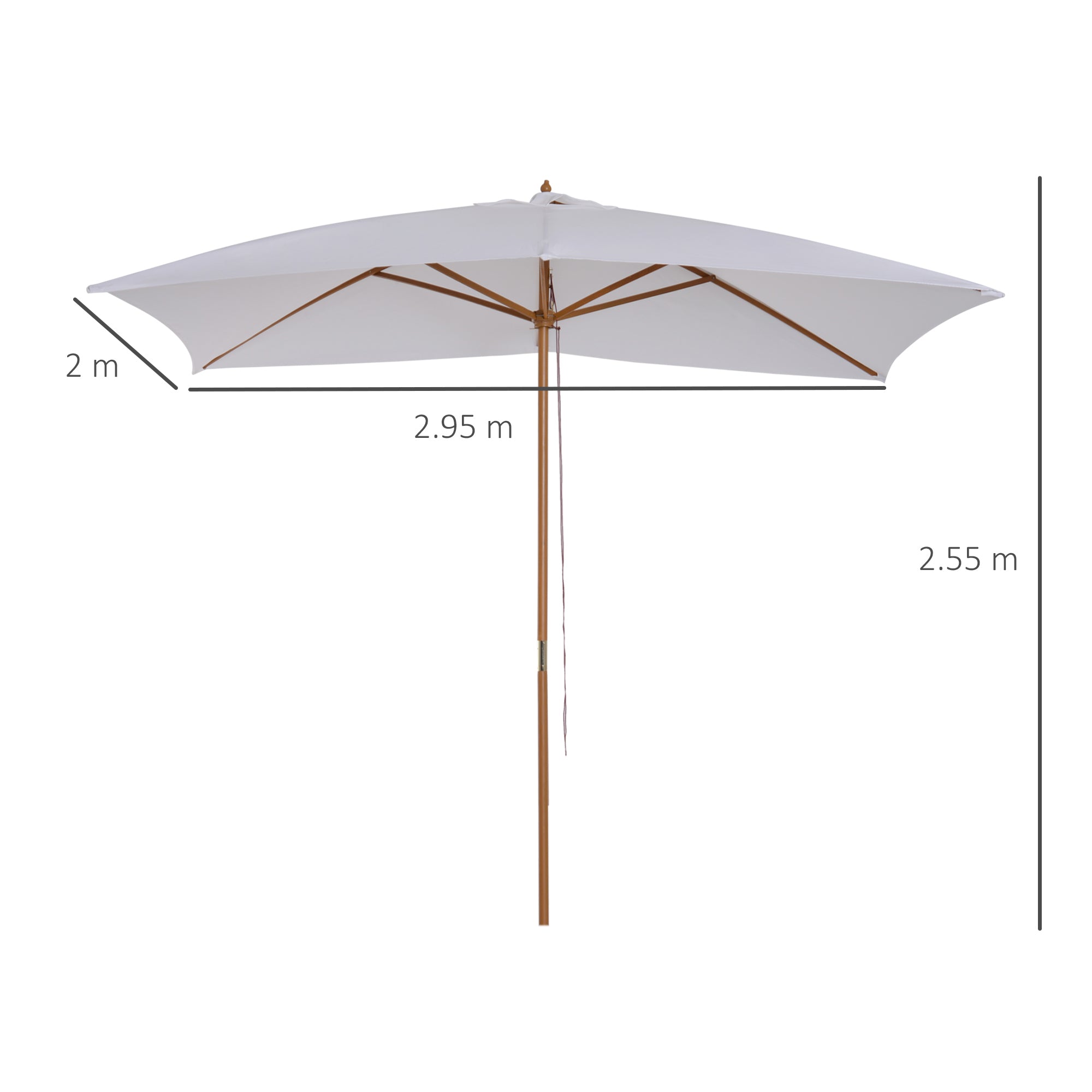 Outsunny umbrella M from garden 2x3 in lacquered wood with removable cover, white - Borgè