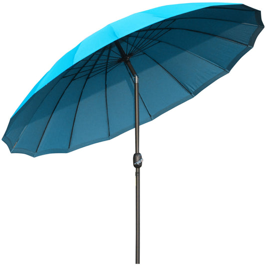 Outsunny Garden umbrella and terrace with crank, 18 sticks and tilted head, ф255cm, blue - Borgè