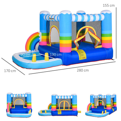 Outsunny inflatable castle for children with trampoline and pump pool included - Borgè