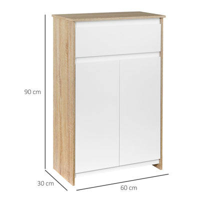 Kleankin Multiuse bathroom cabinet, bathroom cabinet with locker and drawer, space -saving, wood and white 60x30x90cm - Borgè