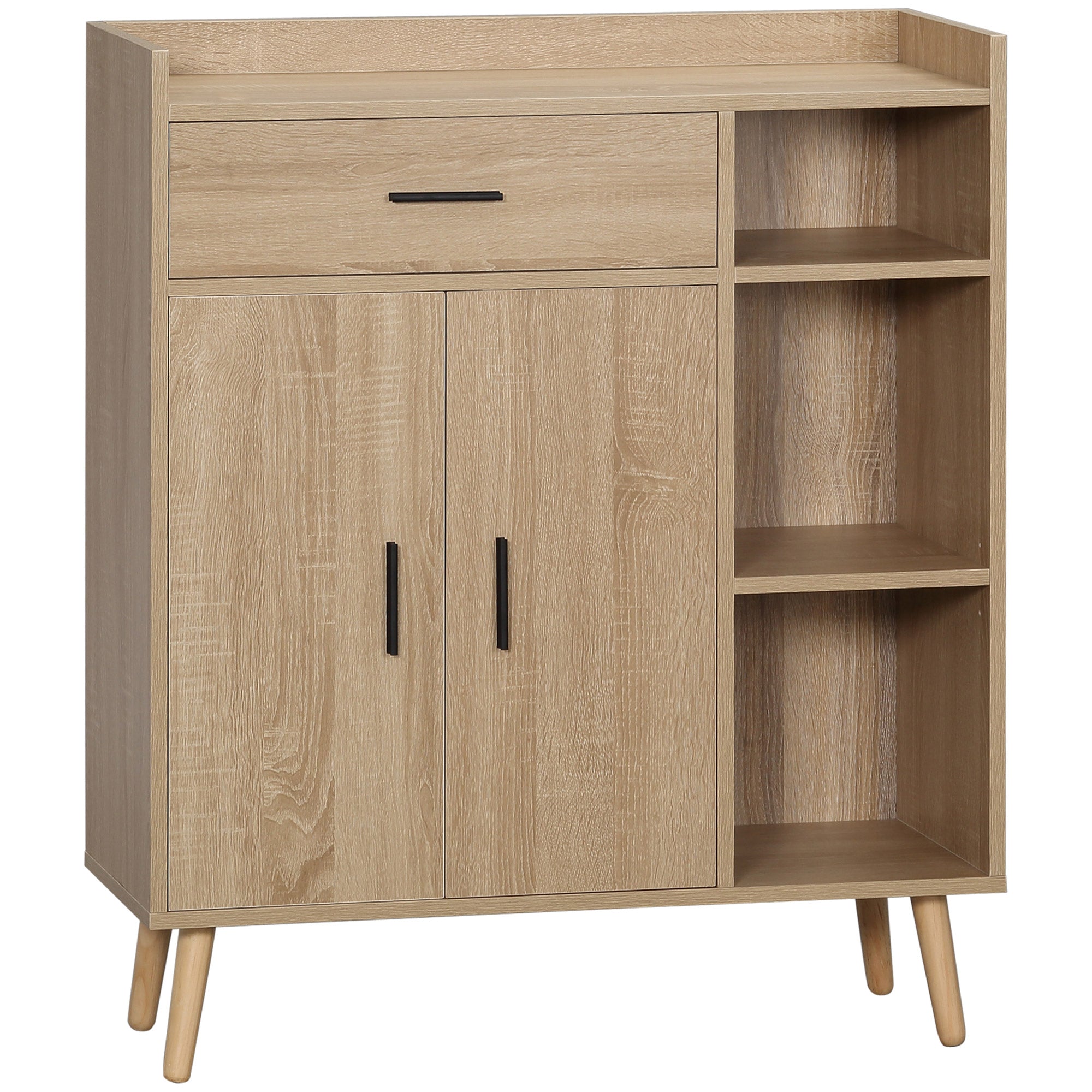 Multiuse Modern Credenza With Wooden locker and drawer 80x30x96.5cm - Borgè