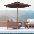 Garden Umbrella 2.5x2.3 m with 6 Ribs and Crank Handle, Made of Wood and Polyester, Brown - Borge' Group Limited