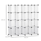 Mobile Mobile Modular Salvaspazio for Interior, 16 cubes 30x30x30cm Plastic PP and steel, 125x32x125cm, transparent - Borgè