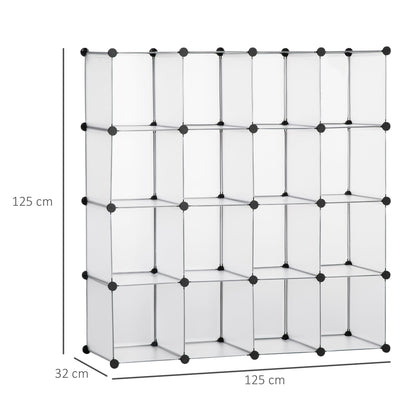 Mobile Mobile Modular Salvaspazio for Interior, 16 cubes 30x30x30cm Plastic PP and steel, 125x32x125cm, transparent