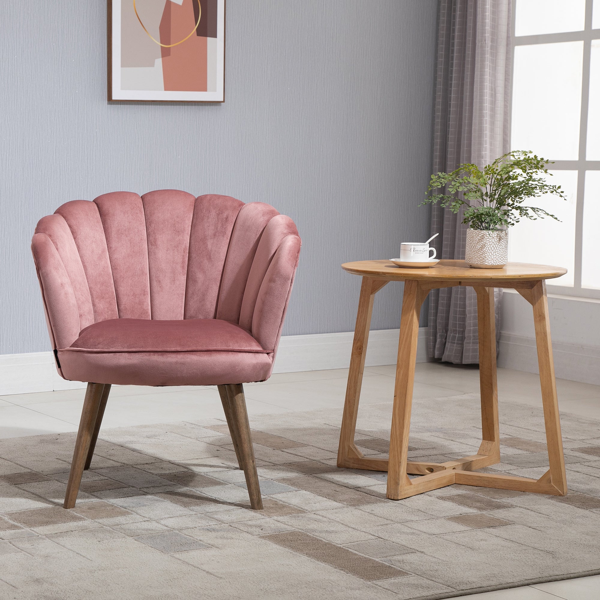 PINKISH | Shell Armchair in Pink Velvet | 66x72x79cm - Borgè