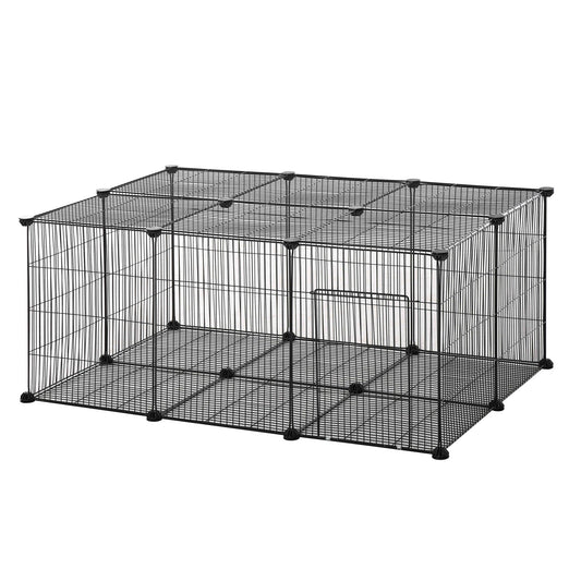 Pawhut Cage for Rabbits and Small Animals, 22 Metal Modular Panels - Borgè