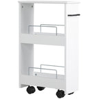 Kleankin Multiuse wood saving cart MDF and wheels, 42.5x20.3x66.7cm, White - Borgè
