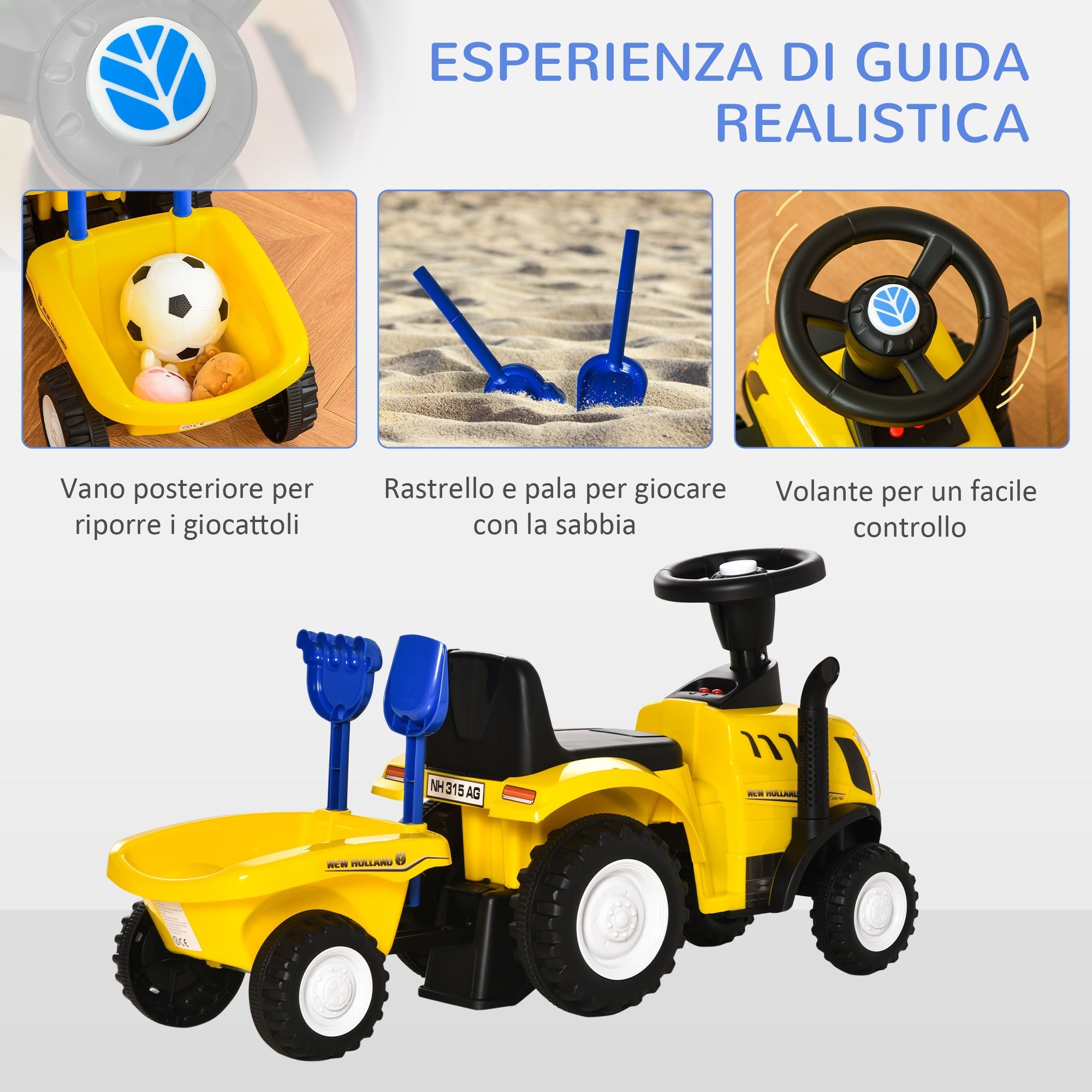 YELLOW TRACTOR | Push Car for children 12-36 months - Borgè