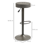 Set 2 swivel bar stools with residential footrests and height, 35x36x64-85cm, Grey - Borgè