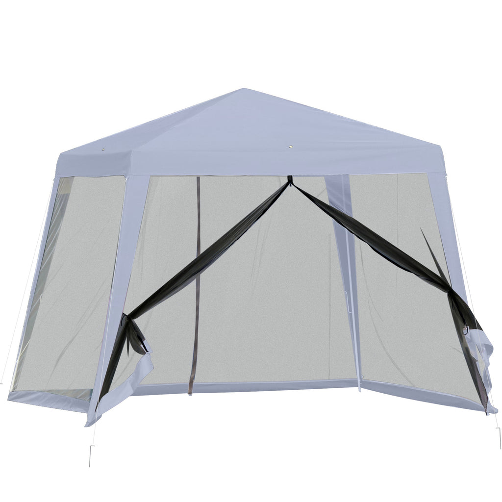 OLIVIA | Waterproof Gazebo with Mosquito Nets Outdoor Garden Tent Polyester 3 x 3 x 2.45 m Grey - Borge' Group Limited
