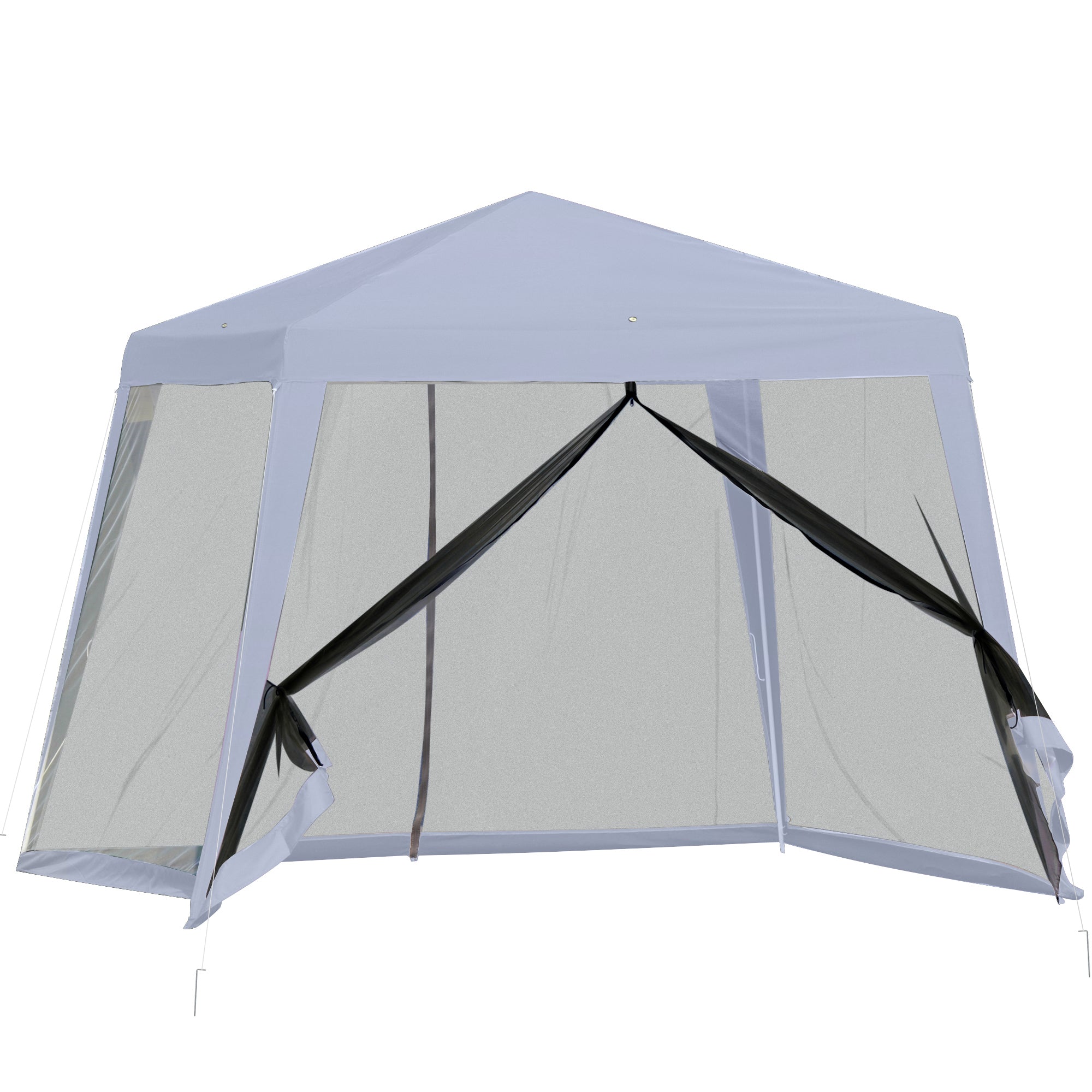 OLIVIA | Waterproof Gazebo with Mosquito Nets Outdoor Garden Tent Polyester 3 x 3 x 2.45 m Grey - Borge' Group Limited