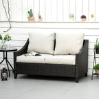2-Seater PE Rattan Garden Sofa with Cushions, 132x70x74cm, Brown - Borge' Group Limited