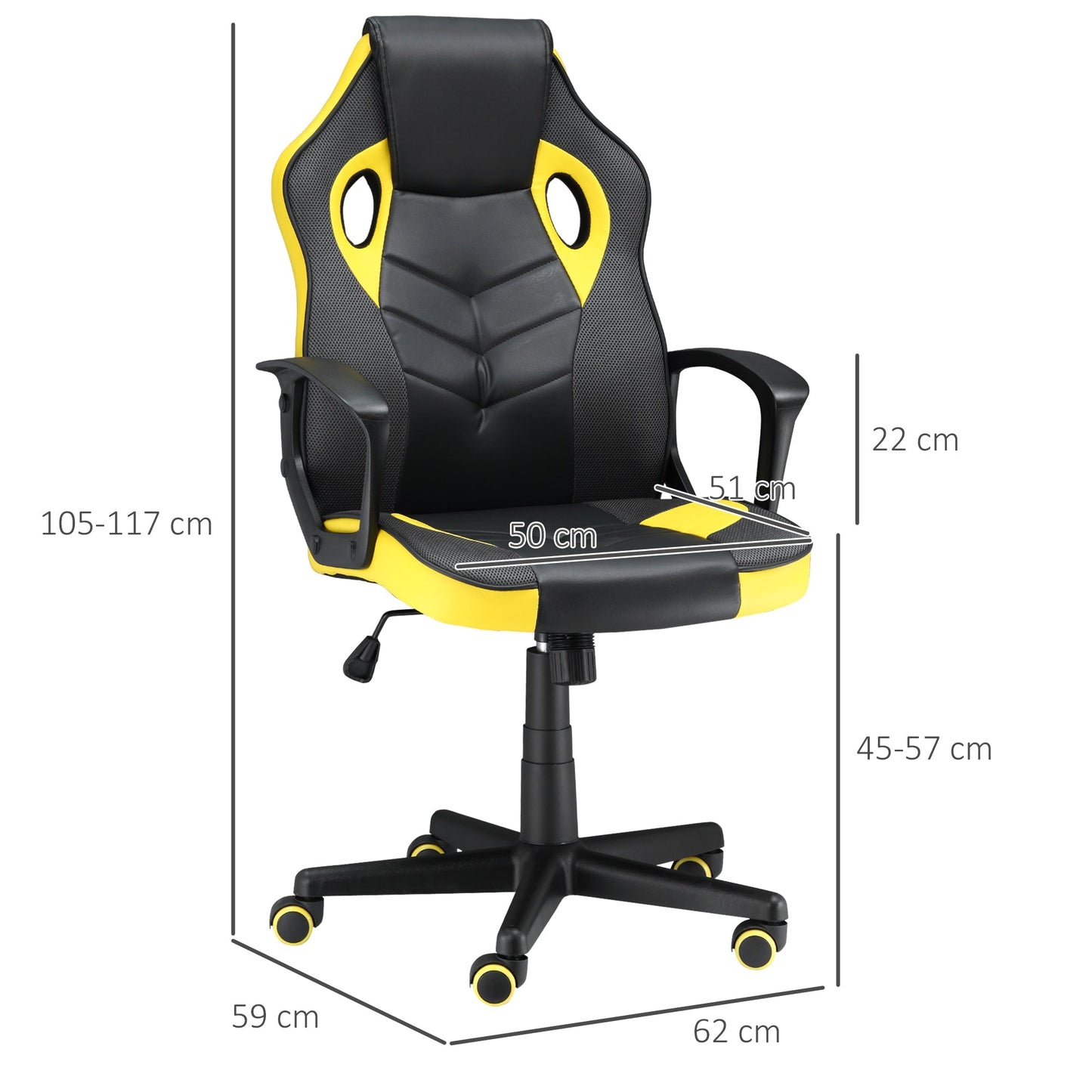 VATER GAMING CHAIR COMPANY OFFICE OFFICE WITH ROTELLE IN BLACK AND GIALLY LIKE, adjustable height - Borgè