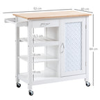 kitchen trolley with 1 drawer, 1 locker and 1 shelf at 3 levels, 92x40x84cm, white - Borgè