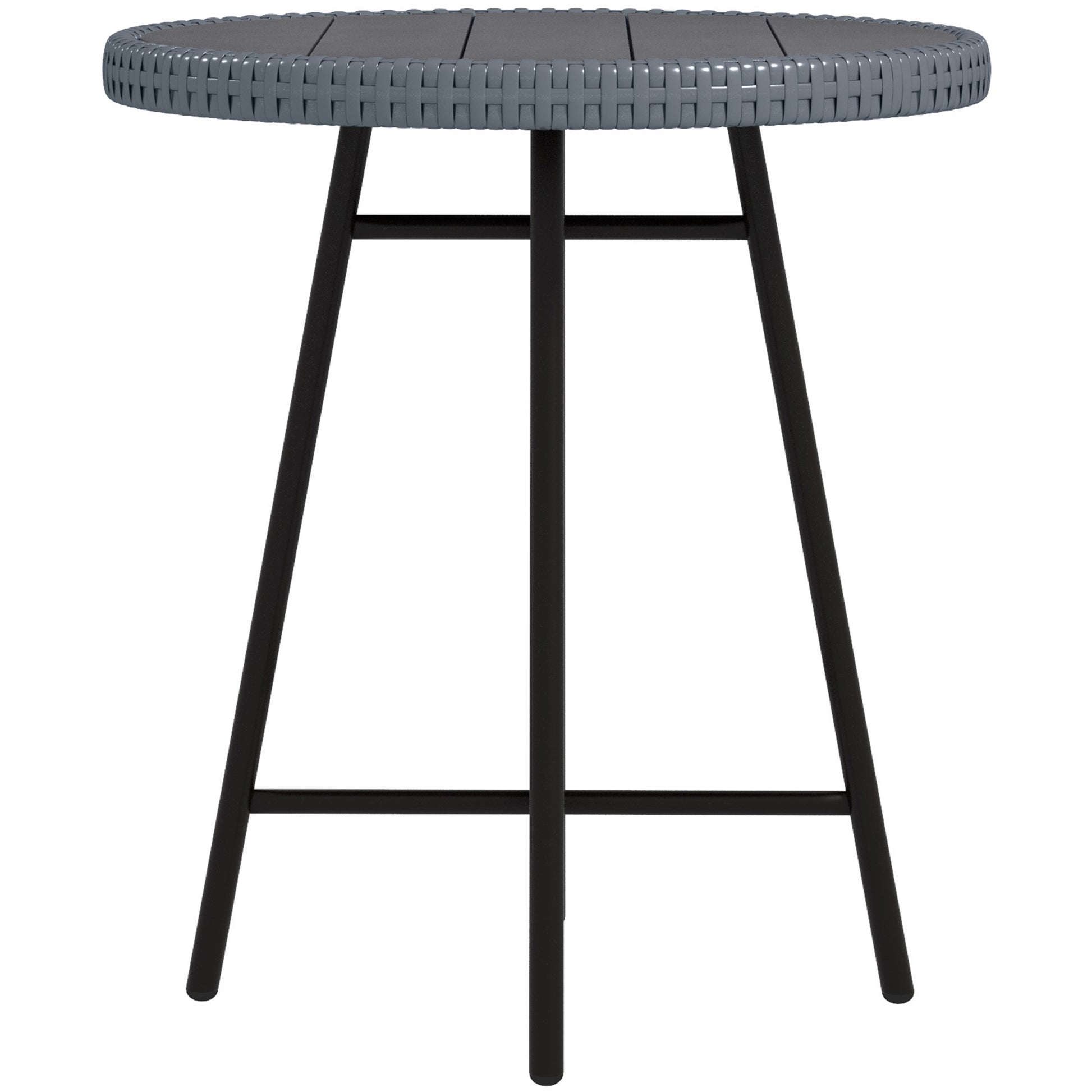 Outsunny modern garden table with wooden plastic top, rattan and steel, 50x50x55 cm, gray and black - Borgè