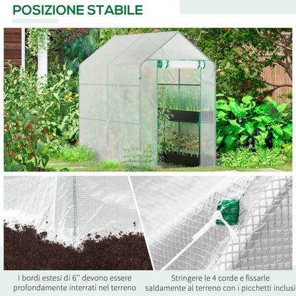 Outsunny greenhouse with house with pear cover, zipper door and 4 shelves, 186x120x190cm, white - Borgè