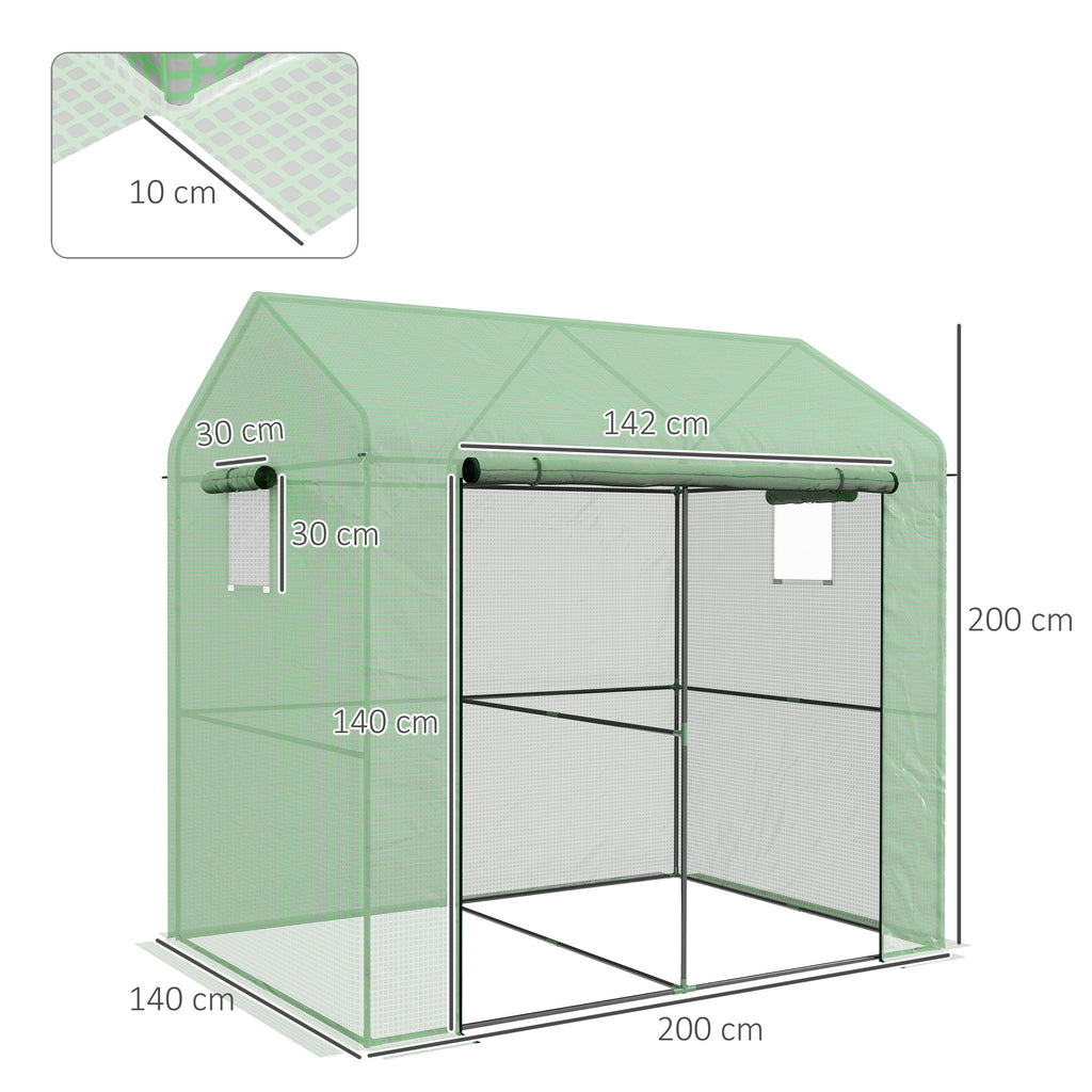 Outsunny Serra in Casetta with 2 sections with door and roller shutters, in steel and PE, 200x140x200 cm, green - Borgè