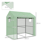 Outsunny Serra in Casetta with 2 sections with door and roller shutters, in steel and PE, 200x140x200 cm, green - Borgè