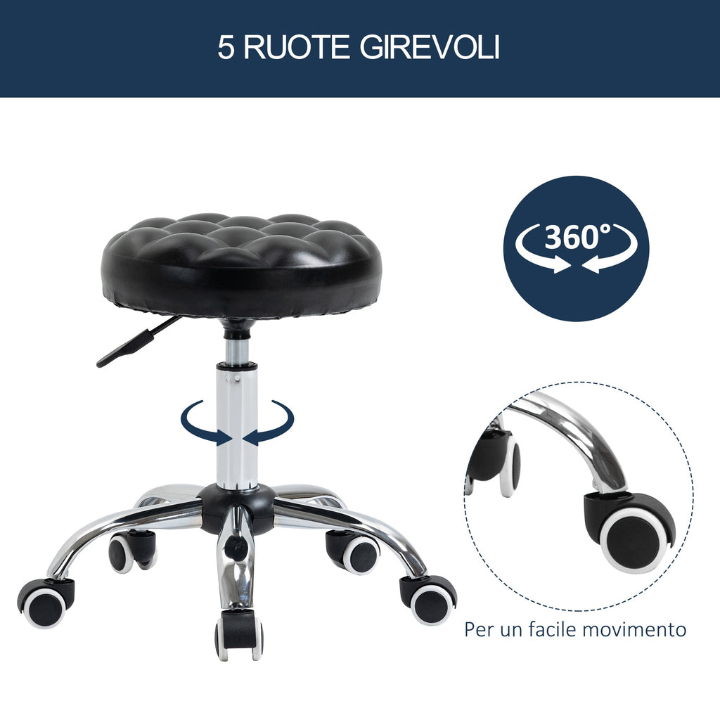 Beauty Black Stool adjustable with 5 wheels ( ф48x47-59Acm ) - Borgè