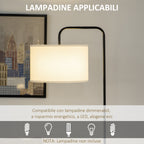 Homcom Modern Earth lamp in steel with linen effect fabric lampshade, 64x38x163.5 cm, white and black - Borgè