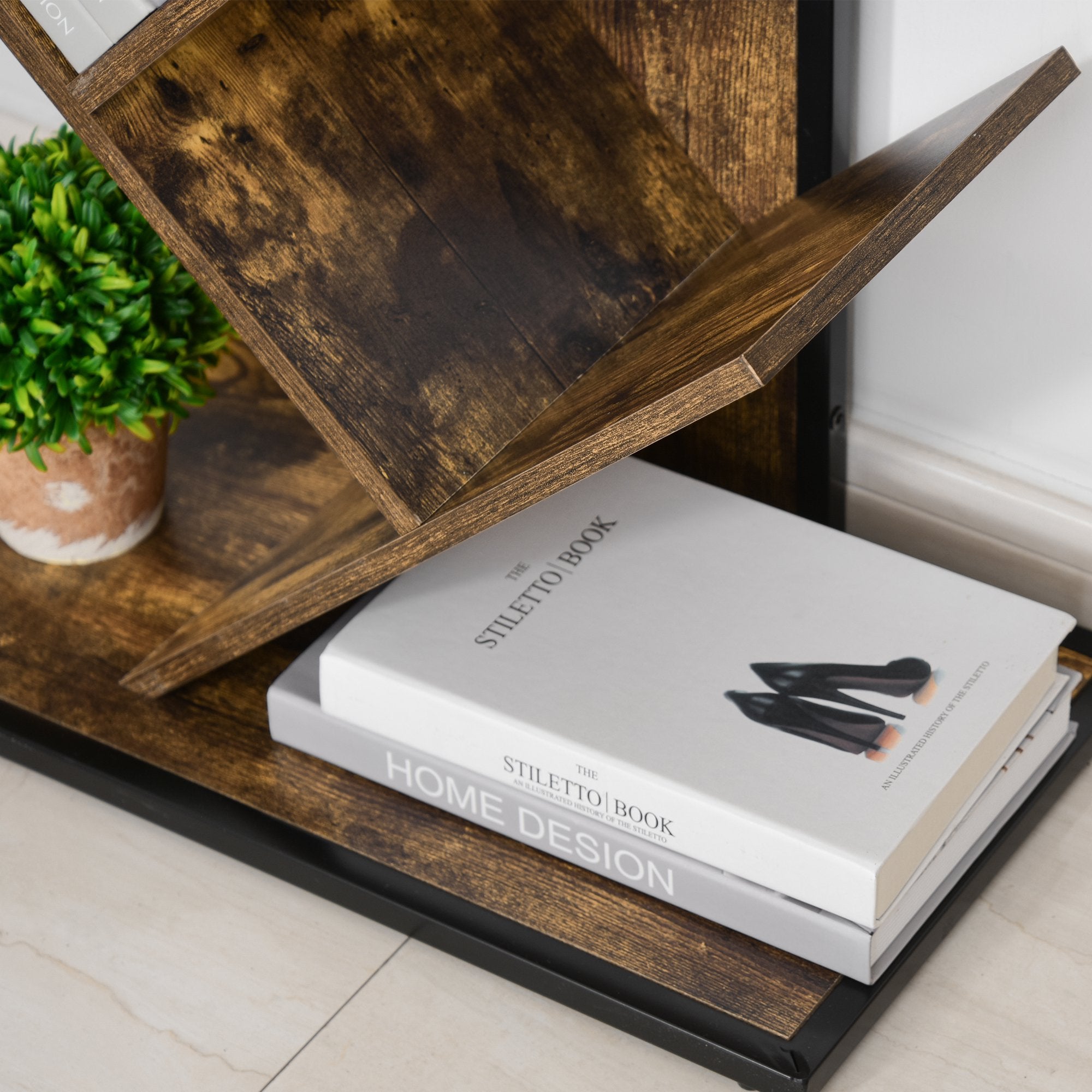 shelves Library Design Wooden Tree Tree Wooden Style With 10 Wooden Colored shelves - Borgè