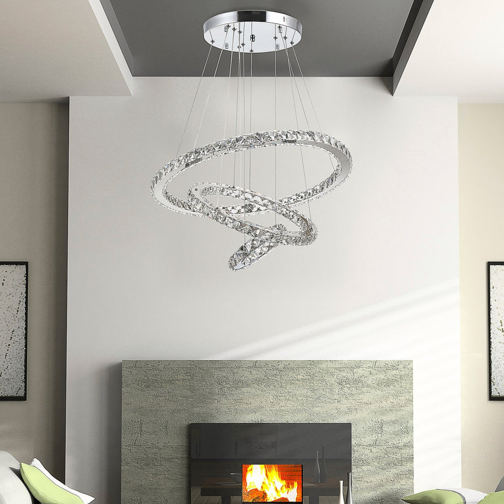 suspension crystal chandelier with 3 adjustable LED lights ф60 x 110cm - Borgè