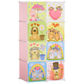 Mobile Mobile Modular Space Modular With Interior Animal Drawings, 8 cubes 35x45x35cm Plastic PP and steel, 74x47x144cm, Rosa - Borgè