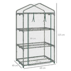 Outsunny mini greenhouse with plastic cover, steel frame with 3 shelves, 69x49x125cm, transparent - Borgè