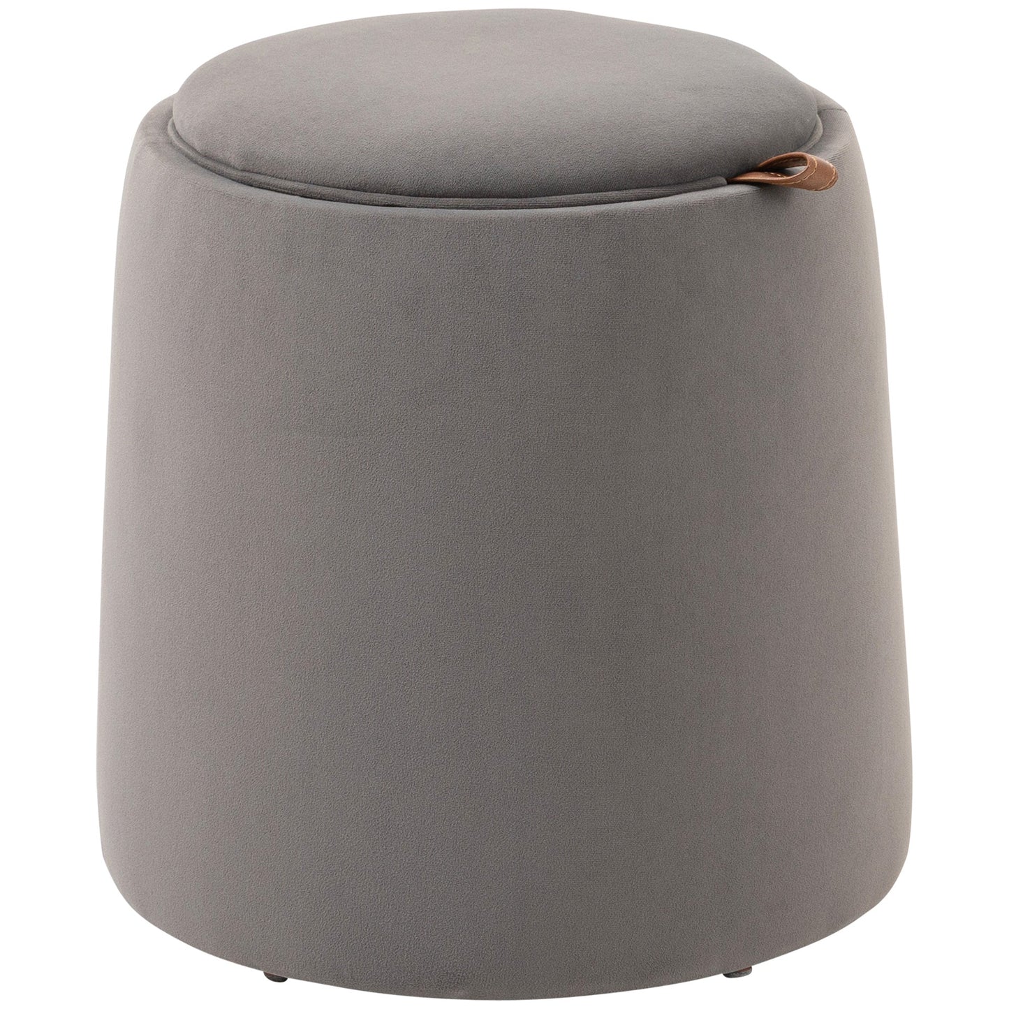 pouf velvet container 2 in 1 convertible in coffee table, Ø44x47.5cm, Grey - Borgè