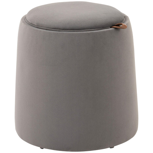 pouf velvet container 2 in 1 convertible in coffee table, Ø44x47.5cm, Grey