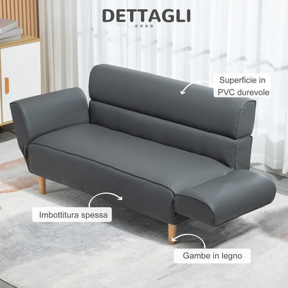 Grey 2 Seater Sofa with adjustable armrest (164x71x75cm ) - Borgè