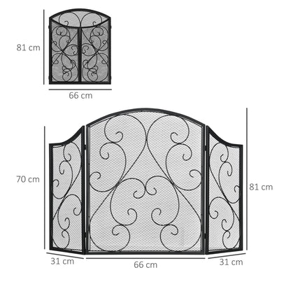 Homcom Parascintille 3 metal panels with folding design, 66x31x81 cm, black - Borgè