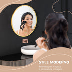 Kleankin Round Bathroom Mirror with Aluminum League wall frame, Ã˜50x2cm, gold - Borgè
