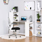 Desk Computer with Space Bookshop, Dining Table For Office and Study, 120x55x120 cm, White - Borgè