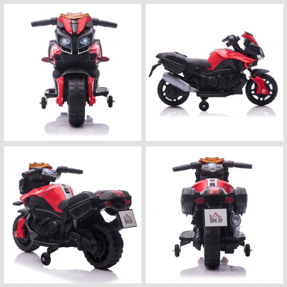 electric motorcycle for children with headlights and clacson, 6v speed 3km/h battery, age 18-48 months, 88.5x42.5x49cm, red - Borgè