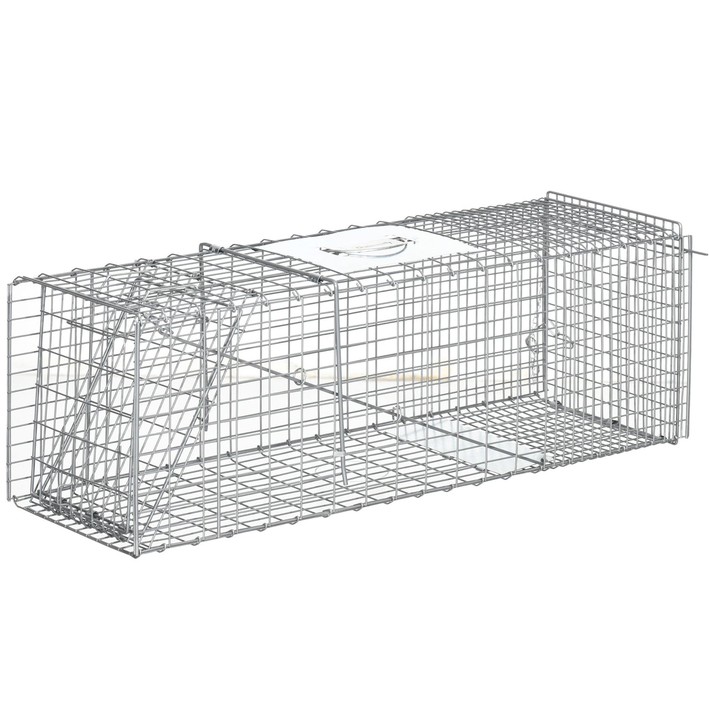 Outsunny cage trap for live animals folding in steel, 93x31x34.5cm, silver - Borgè