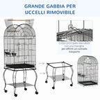 Pawhut cage for birds and canaries, aviary with black metal wheels 51x51x153cm - Borgè