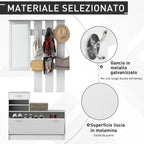Homcom Modern Entry Mobile Wardrobe Set AppendaBiti, Mirror and Scarp 3 in 1, in white wood - Borgè