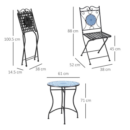 CRYSTAL BLUE | 3Pcs Garden Table and Chairs - Borgè