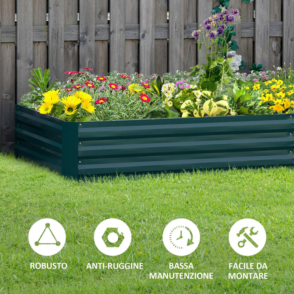 Outdoor Metal Raised Garden Bed, Plant Stand for Flowers and Herbs, 241x90.5x30cm - Borge' Group Limited